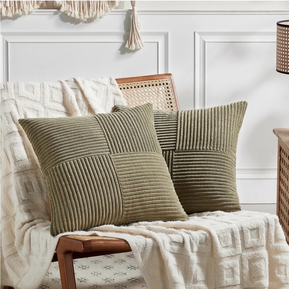 Green Corduroy Throw Pillow Covers